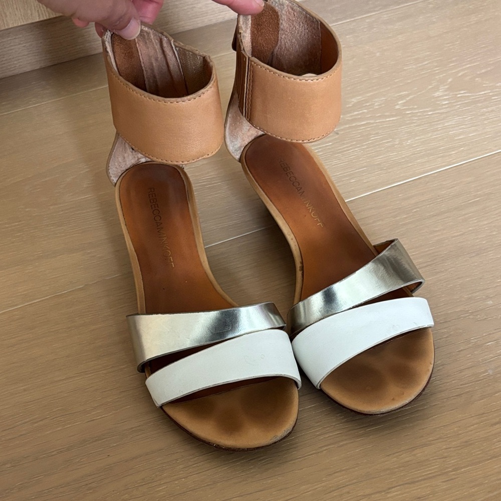 Rebecca Minkoff Tan and Silver Women's Sandals
